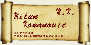 Milun Komanović vizit kartica